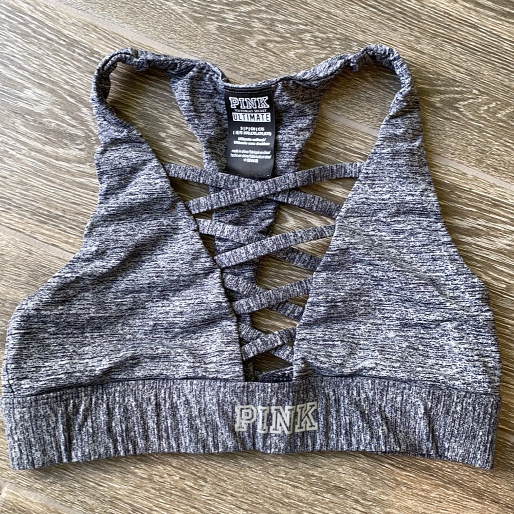 Victoria Secret Pink caged sports bra gray - small